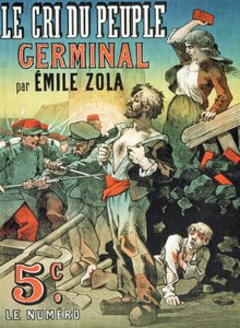 Emile Zola'nın (1840-1902) 'Germinal' kitabının 'Le Cri du Peuple'de yayınlanmasının reklamını yapan afiş